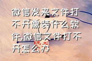 微信发来文件打不开需装什么软件（微信文件打不开怎么办）