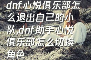 dnf心悦俱乐部怎么退出自己的小队（dnf助手心悦俱乐部怎么切换角色）