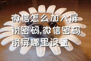 微信怎么加入屏锁密码（微信密码锁屏哪里设置）