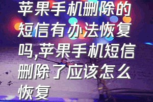 苹果手机删除的短信有办法恢复吗（苹果手机短信删除了应该怎么恢复）