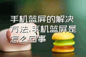 手机蓝屏的解决方法（手机蓝屏是怎么回事）