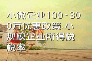 小微企业100-300万优惠政策（小规模企业所得税税率）