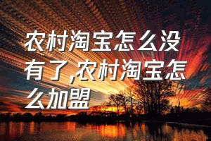 农村淘宝怎么没有了（农村淘宝怎么加盟）