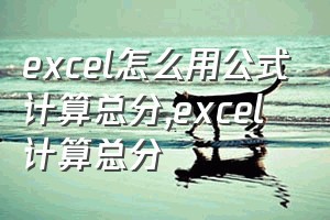 excel怎么用公式计算总分（excel计算总分）