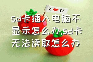 sd卡插入电脑不显示怎么办（sd卡无法读取怎么办）