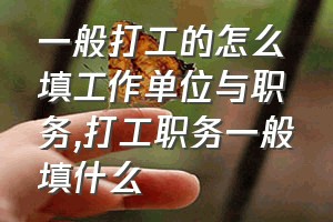 一般打工的怎么填工作单位与职务（打工职务一般填什么）