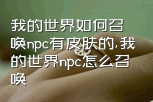 我的世界如何召唤npc有皮肤的（我的世界npc怎么召唤）