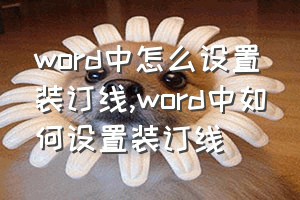 word中怎么设置装订线（word中如何设置装订线）