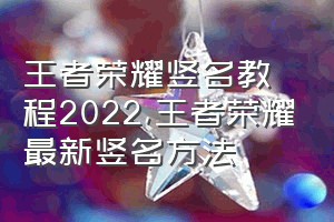 王者荣耀竖名教程2022（王者荣耀最新竖名方法）