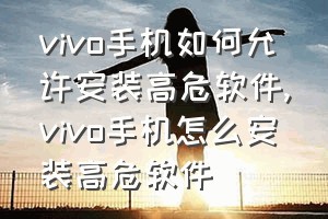 vivo手机如何允许安装高危软件（vivo手机怎么安装高危软件）