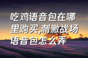 吃鸡语音包在哪里购买（刺激战场语音包怎么弄）