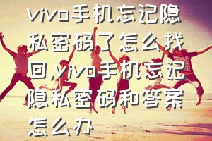 vivo手机忘记隐私密码了怎么找回（vivo手机忘记隐私密码和答案怎么办）