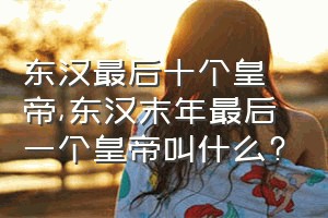 东汉最后十个皇帝（东汉末年最后一个皇帝叫什么?）