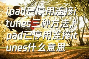 ipad已停用连接itunes三种方法（ipad已停用连接itunes什么意思）