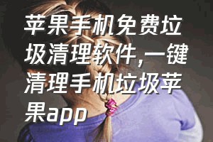 苹果手机免费垃圾清理软件（一键清理手机垃圾苹果app）