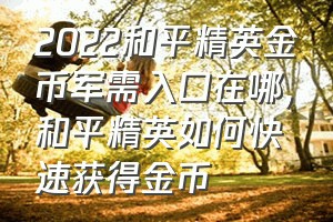 2022和平精英金币军需入口在哪（和平精英如何快速获得金币）