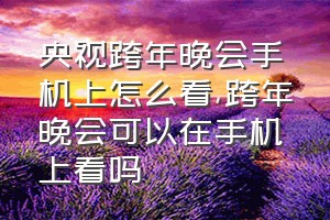 央视跨年晚会手机上怎么看（跨年晚会可以在手机上看吗）