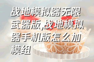 战地模拟器无限武器版（战地模拟器手机版怎么加模组）