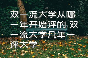 双一流大学从哪一年开始评的（双一流大学几年一评大学）